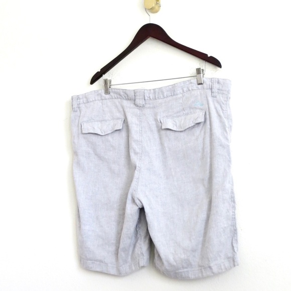 Tommy Bahama Linen Blend Shorts Chino Flat Front Gray Size 42 Mens - Picture 11 of 16